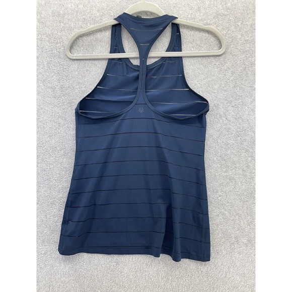 Athleta Women's Tank Top Racer Back Teal Striped Size XXS Sleeveless Round Neck - Picture 2 of 11